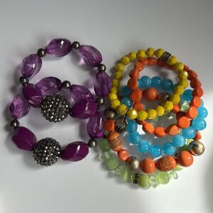 Stretch Bracelets Lot Of 7 - Fun Bright Colorful Lightweight Fashion Accessories